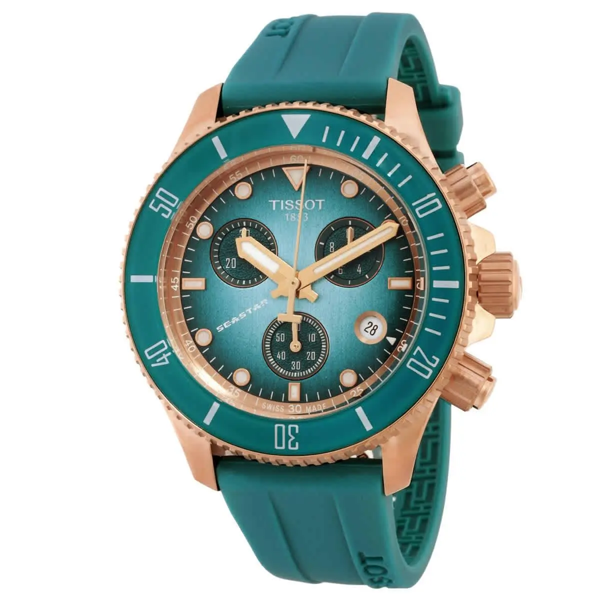 Seastar Chronograph Quartz Turquoise Dial Watch T1202173704100 by Tissot