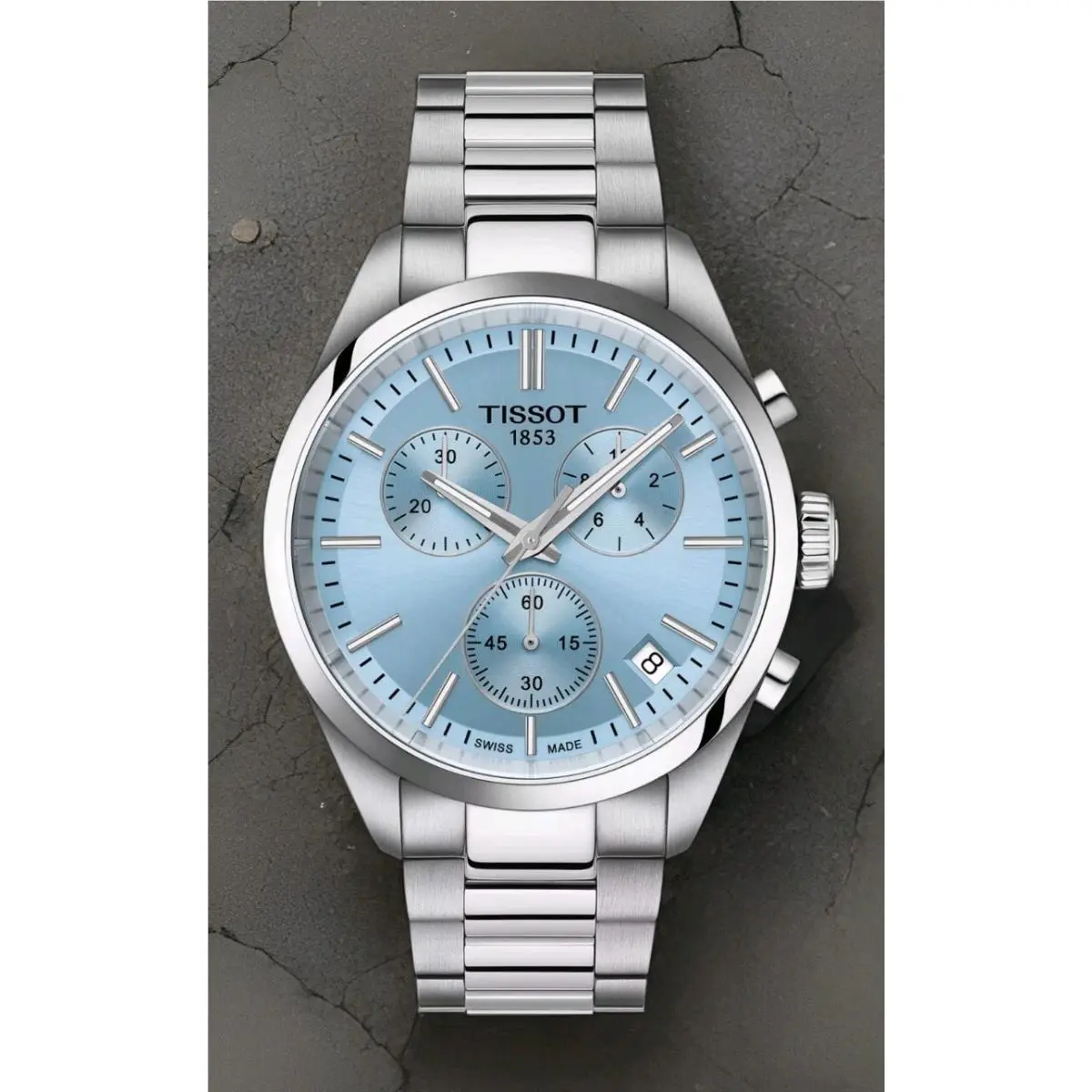 Tissot PR 100 Chronograph 40mm Ice Blue Dial Watch T150.417.11.351.00 - Dial: Ice Blue, Band: Silver, Bezel: Silver