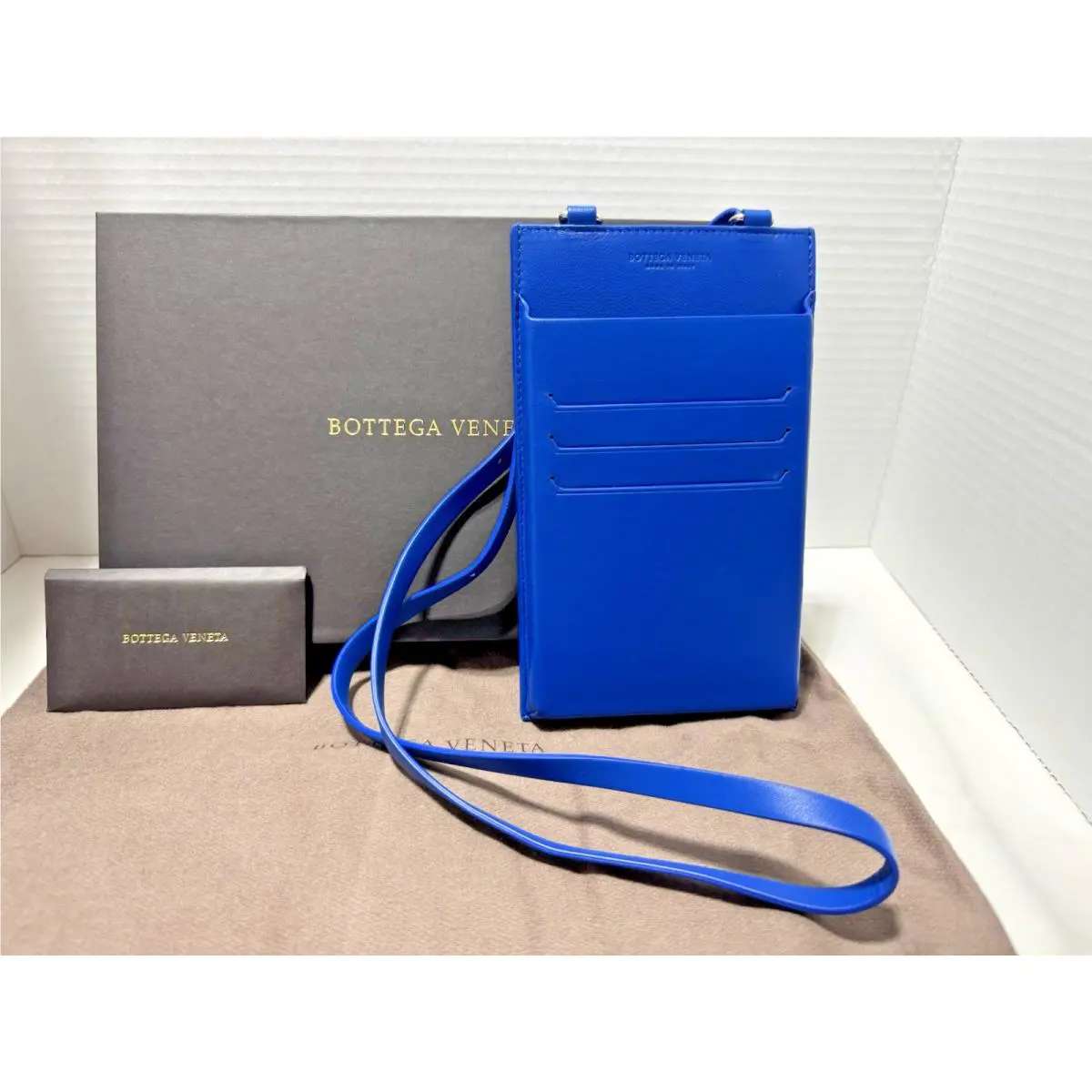 Bottega Veneta Intrecciato Blue Leather Mini Phone Shoulder Crossbody Bag BX