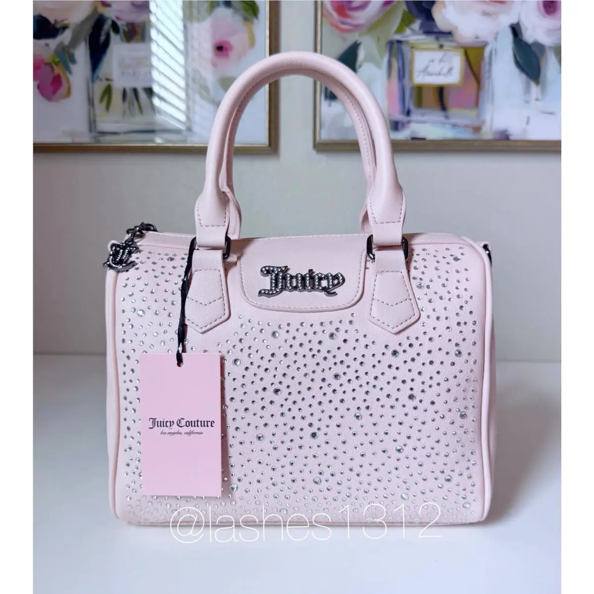Juicy Couture Bag Dazzle Satchel with Rhinestones - Light Pink