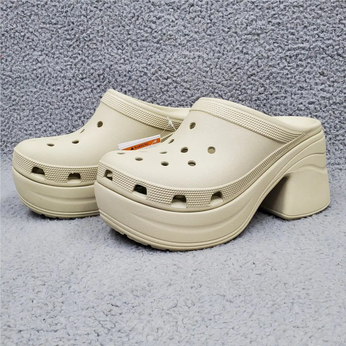 Crocs Siren Clog Womens Size 10 Bone Beige 3.5 Heel Slip On 208547-2Y2