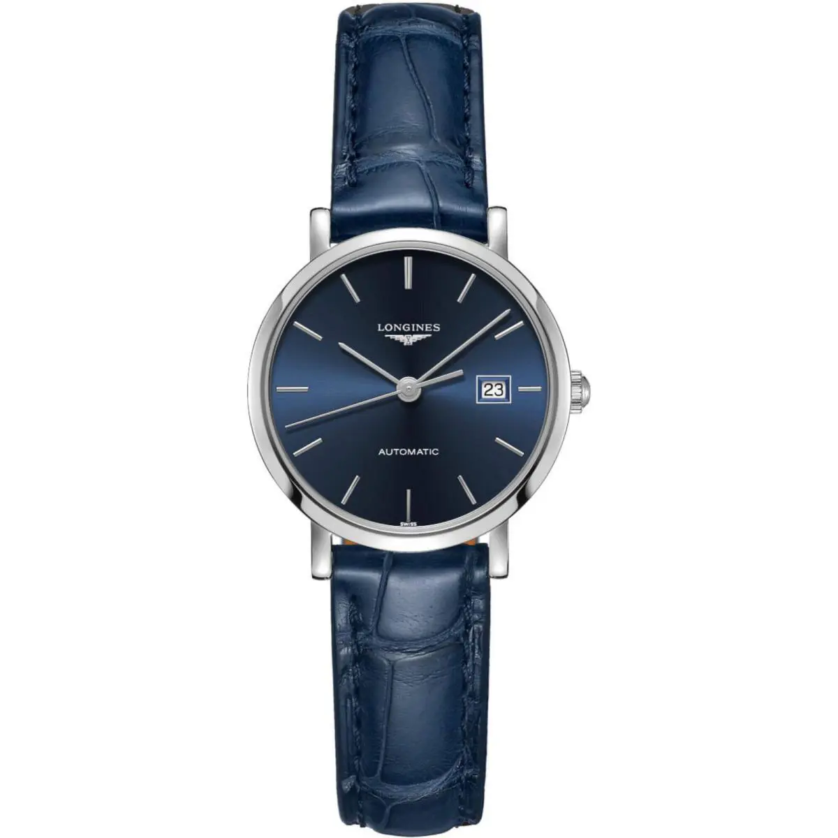 Longines Women`s Watch Elegant Automatic Blue Dial Leather Strap Date L43104922