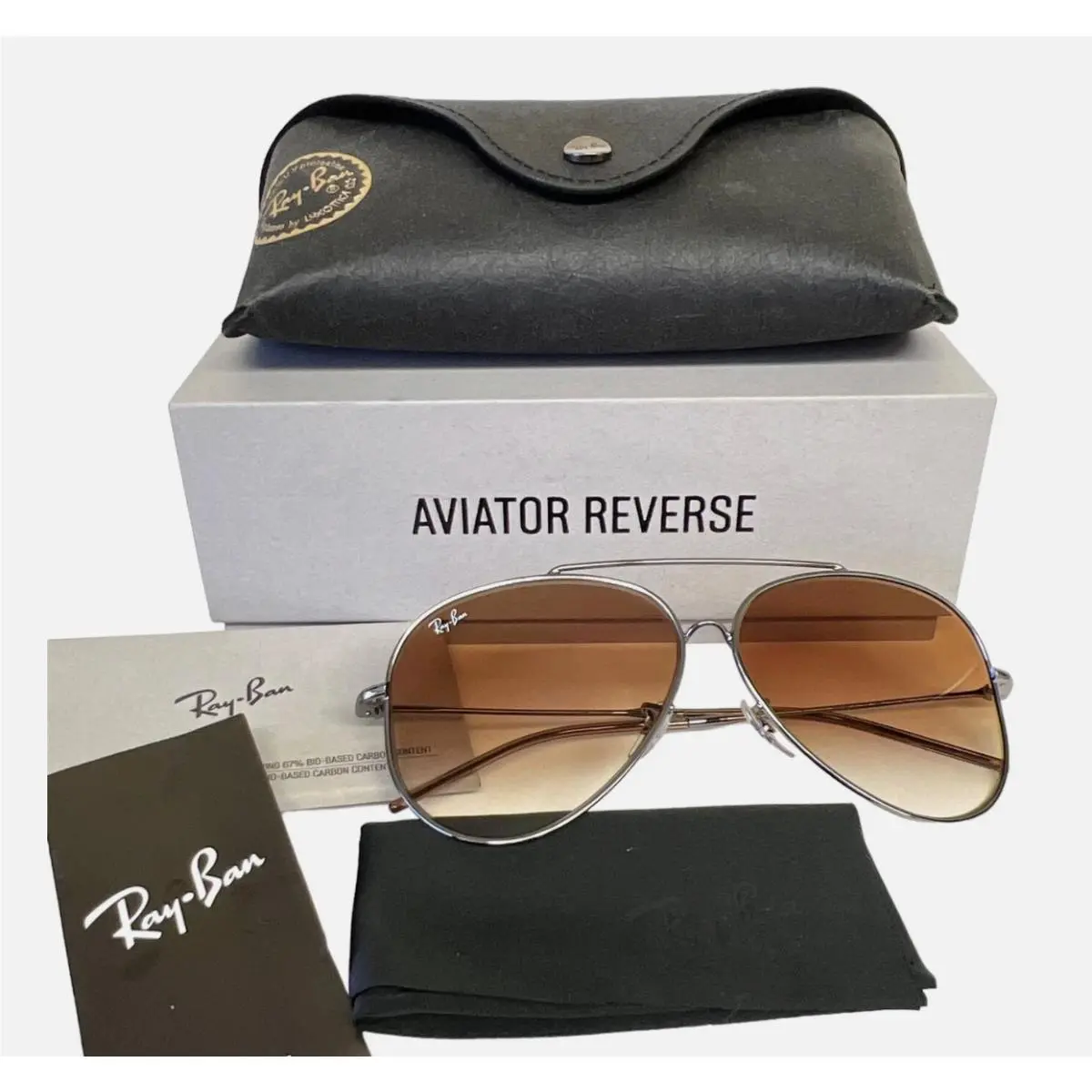 Ray-ban Aviator Reverse RB R0101S 004/CB 62-11 Gunmetal Sunglasses Brown Lenses