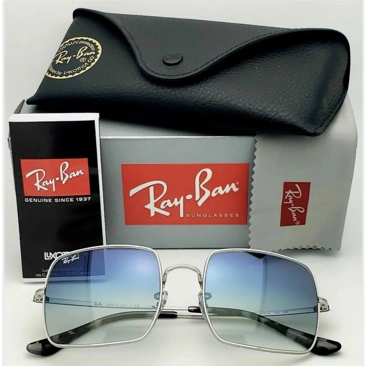 Ray-ban Square 1971 Classic Rb1971 Silver Blue Gradient Unisex Sunglasses