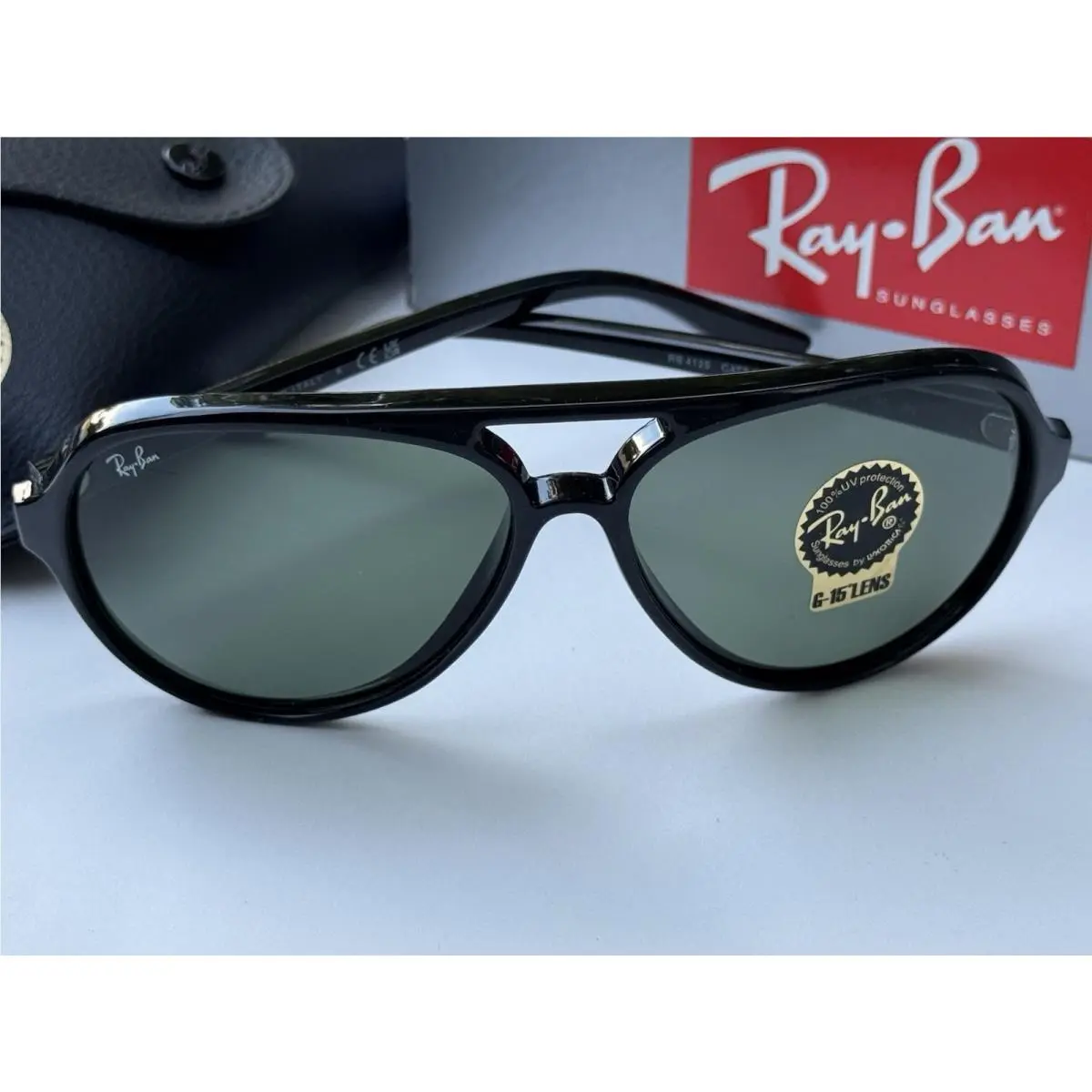 Ray-ban RB4125 601 Cat 5000 Classic Polished Black G-15 Green Lenses 59mm