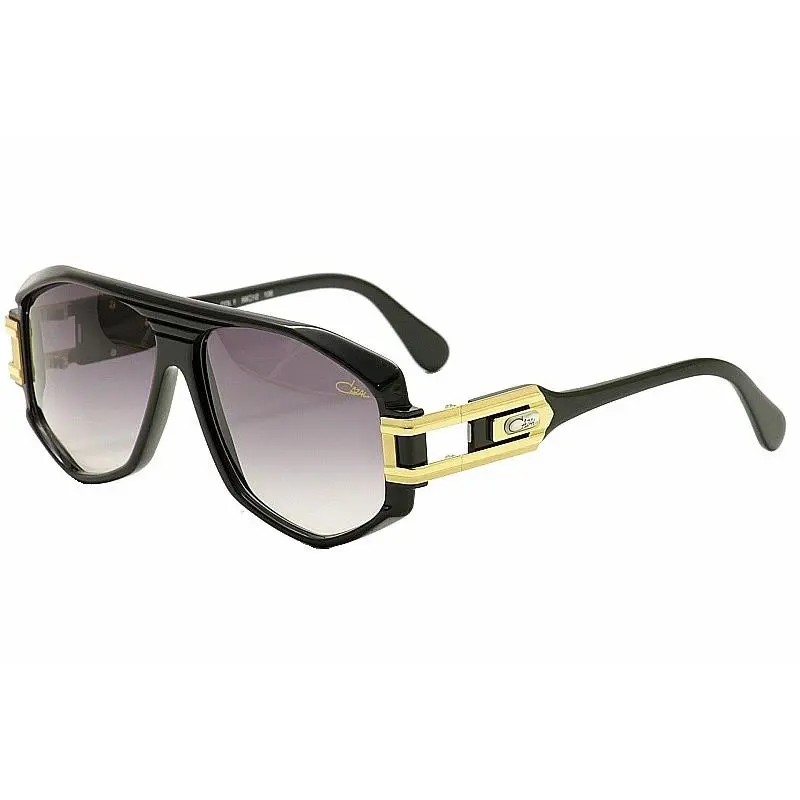 Cazal Legends 163 001SG Shiny Black/gold Square Full Rim Sunglasses 59-mm - Frame: Black, Lens: Gray