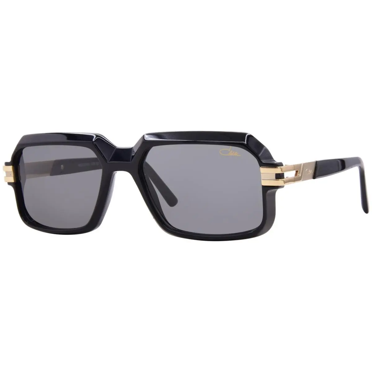 Cazal 6037 001 Sunglasses Men`s Black/gold/grey Lenses Rectangle Shape 56-mm