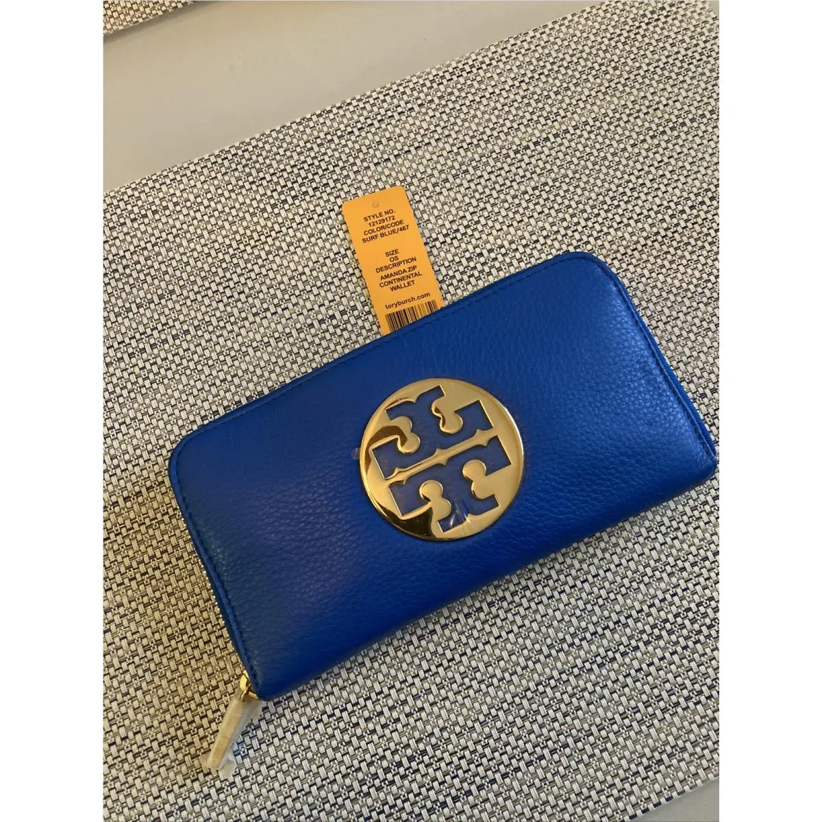 Tory Burch Amanda Zip Continental Wallet Surf Blue 467 Rare