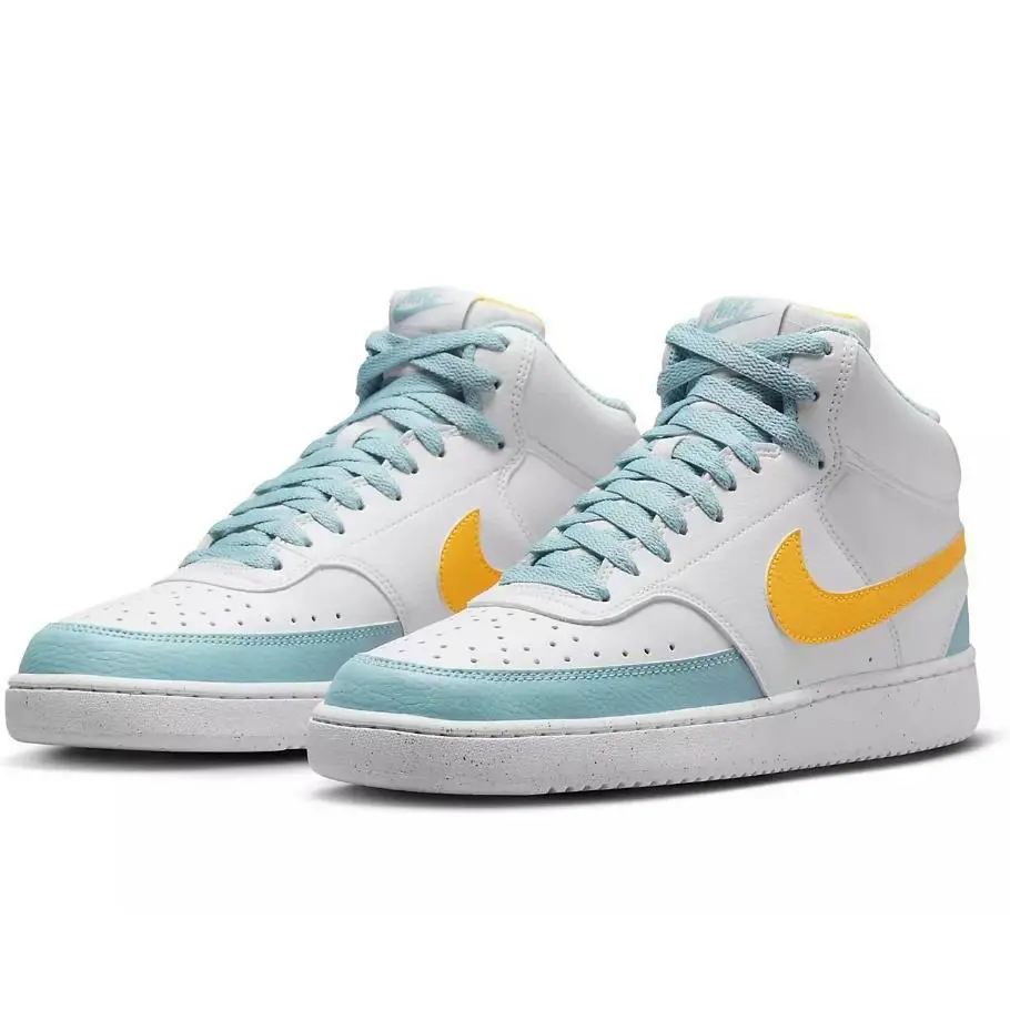 Men Nike FJ3998 100 Court Vision Mid NN White/orn/blue Tennis Shoes Sneakers - WHITE/ORANGE/BLUE