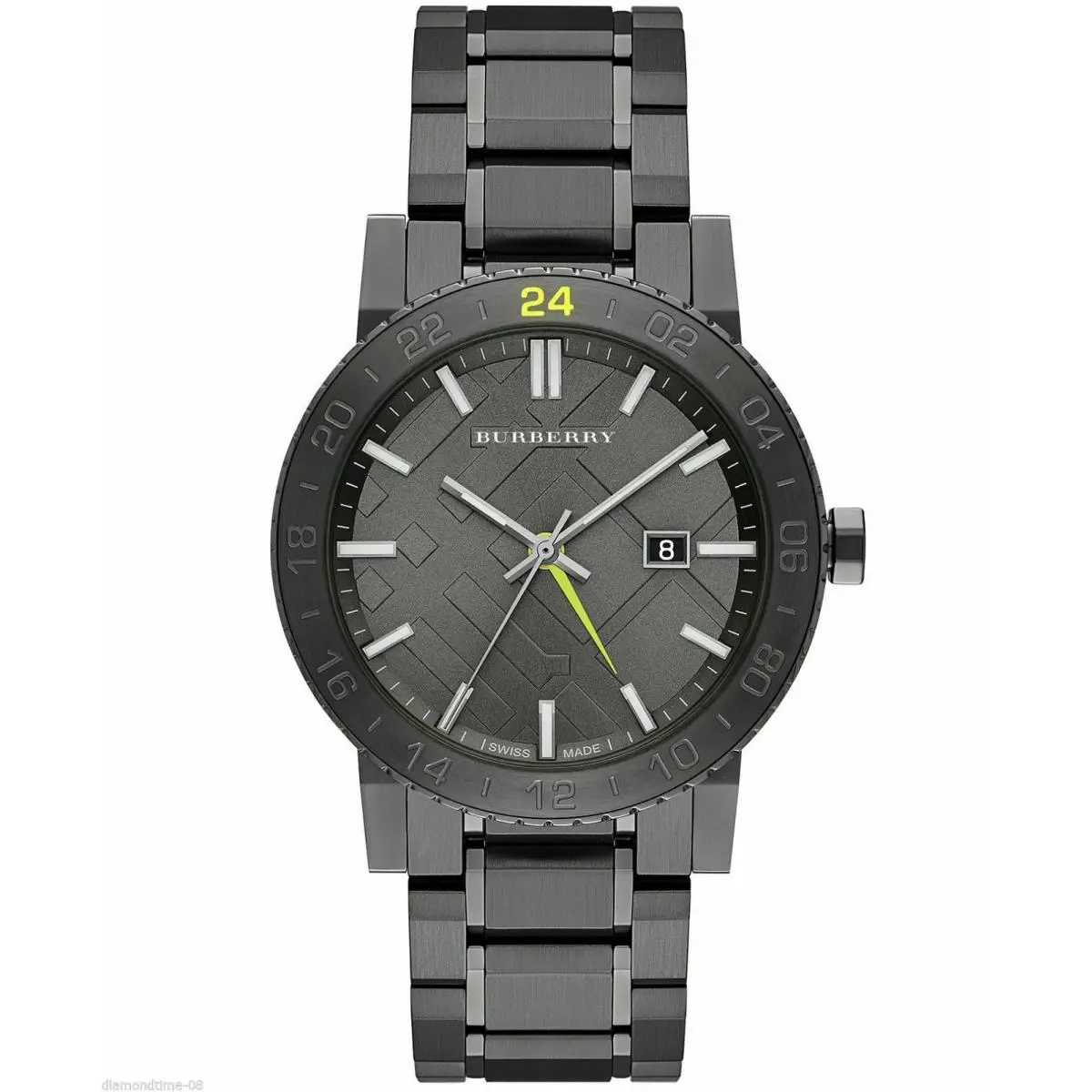 Burberry The City Gunmetal Date Watch BU9340 - Dial: Black, Band: Black, Manufacturer Band: Black