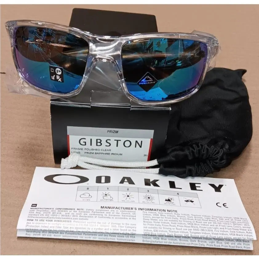 Oakley Gibston OO9449-0460 Men`s Polished Clear Frame Prizm Sapphire Lenses - Frame: Clear, Lens: Bluie