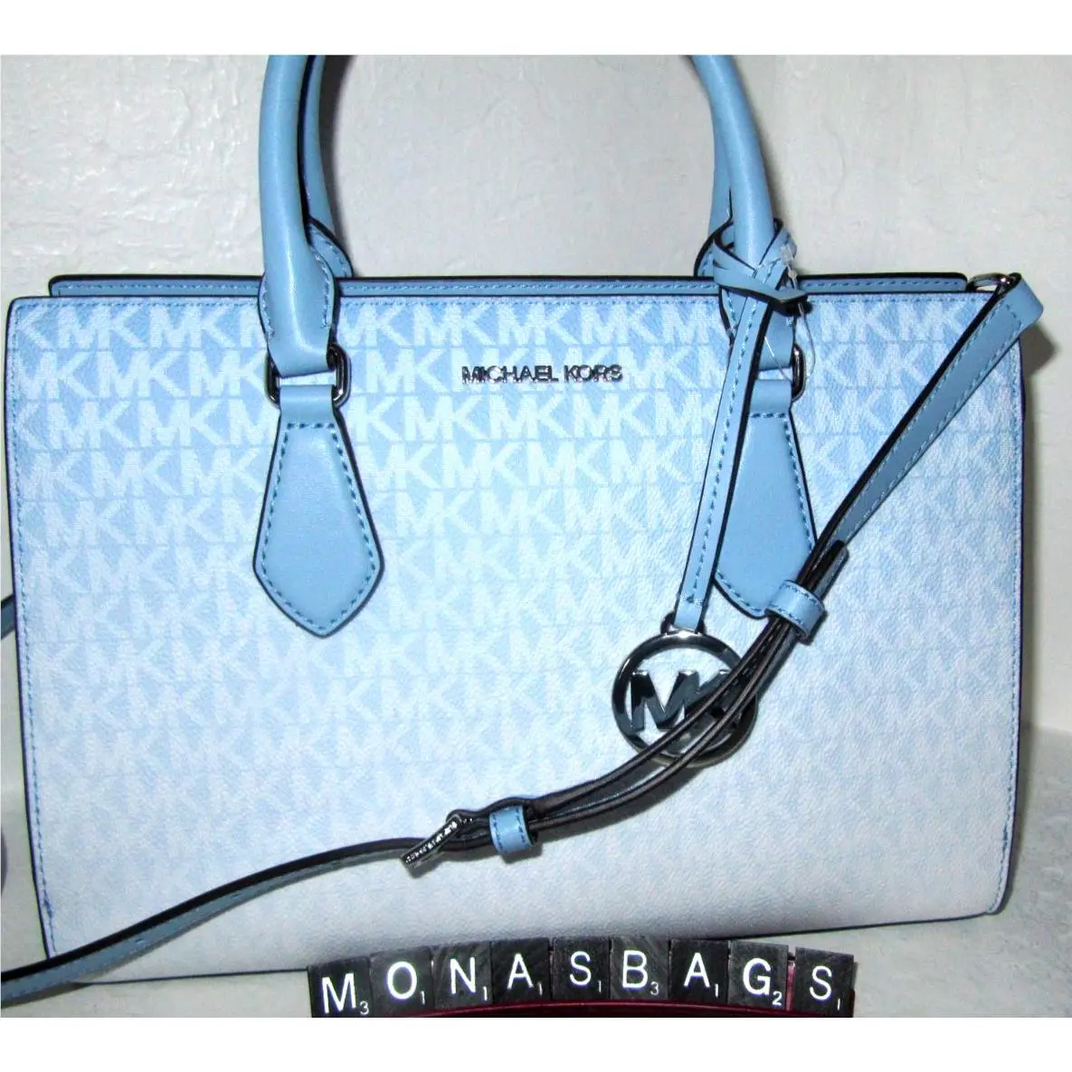 Michael Kors Sheila Medium Light Sky Ombré Signature Satchel Bag