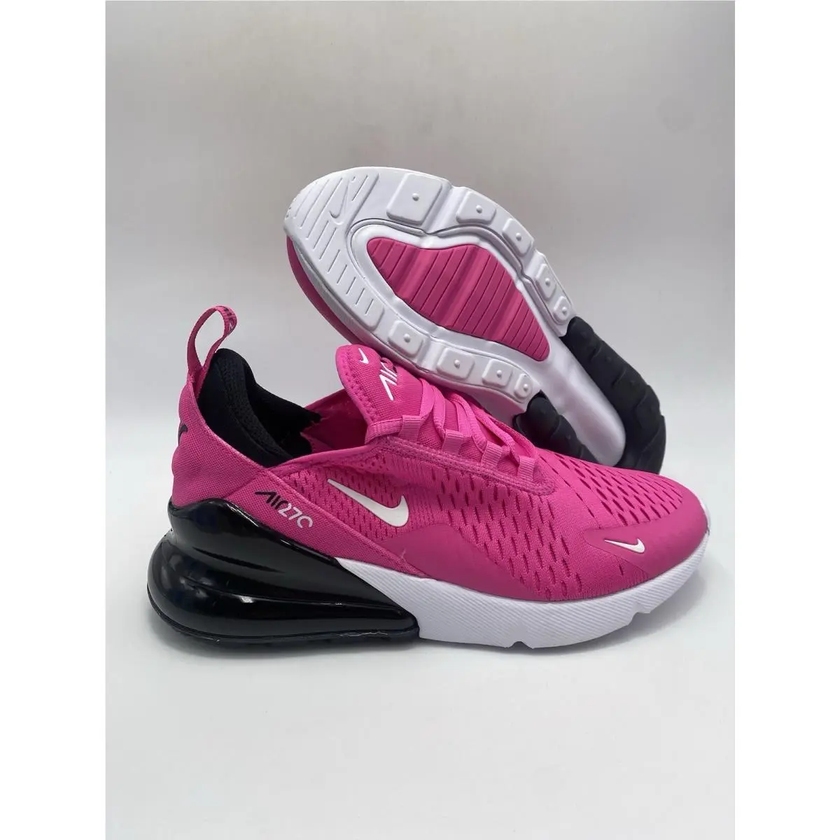 Nike Air Max 270 GS Laser Fuchsia White Black Shoes 943345 602 Size 5Y
