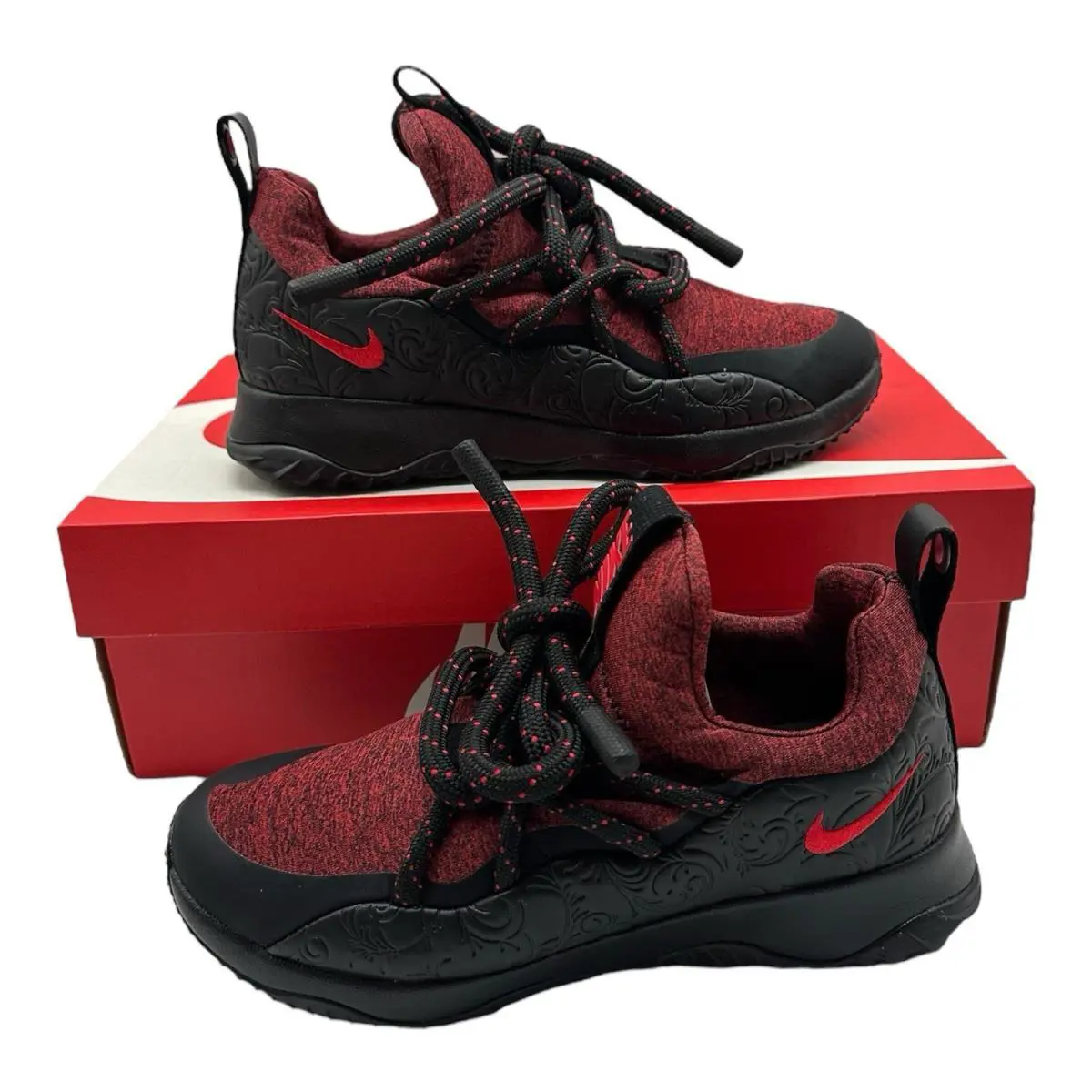 Nike City Loop Floral Shoes Womens 6.5 Black/university Red Sneakers AJ1694-001 - Black