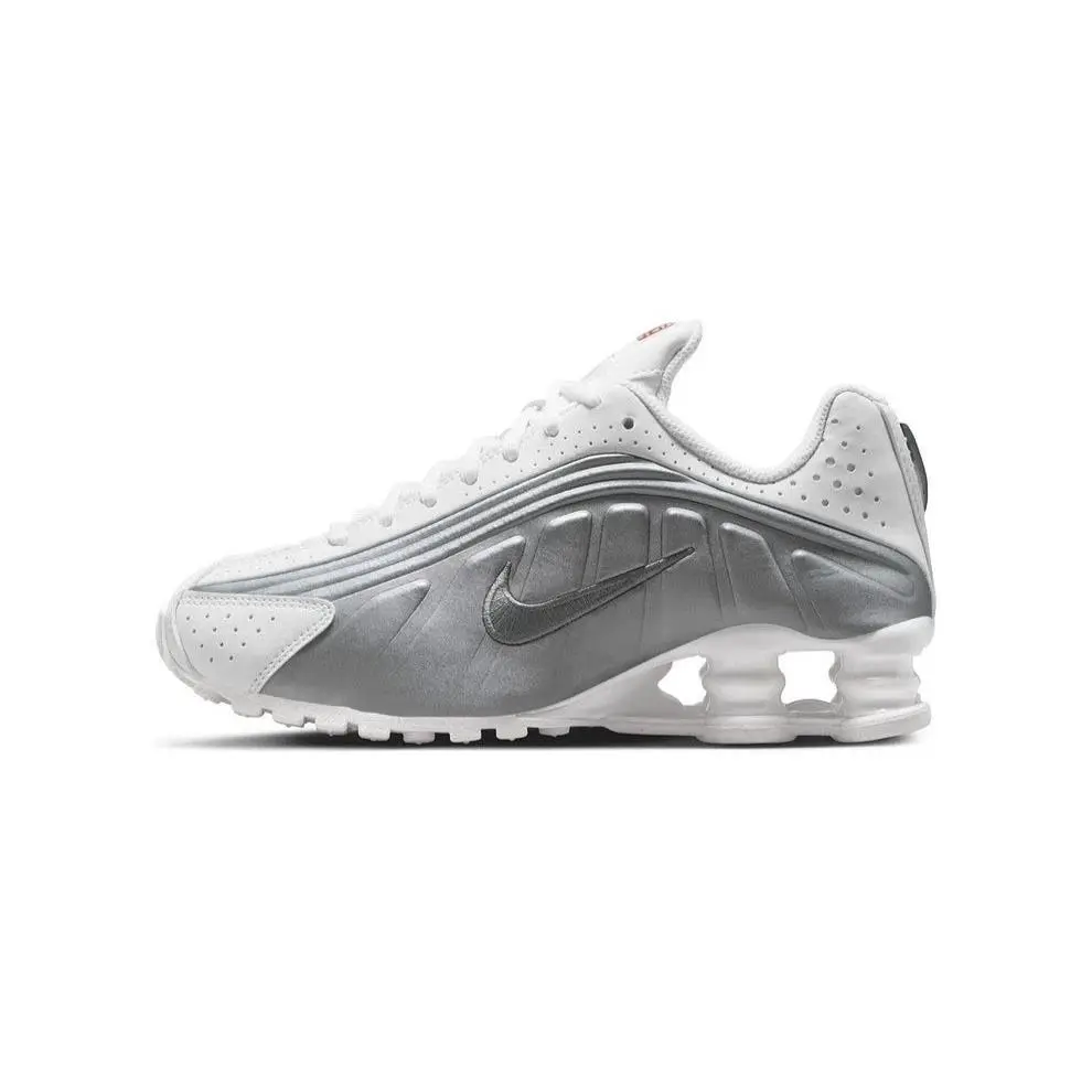 Nike Shox R4 Silver White Athletic Running Shoes 6Y = Size 7.5 Women