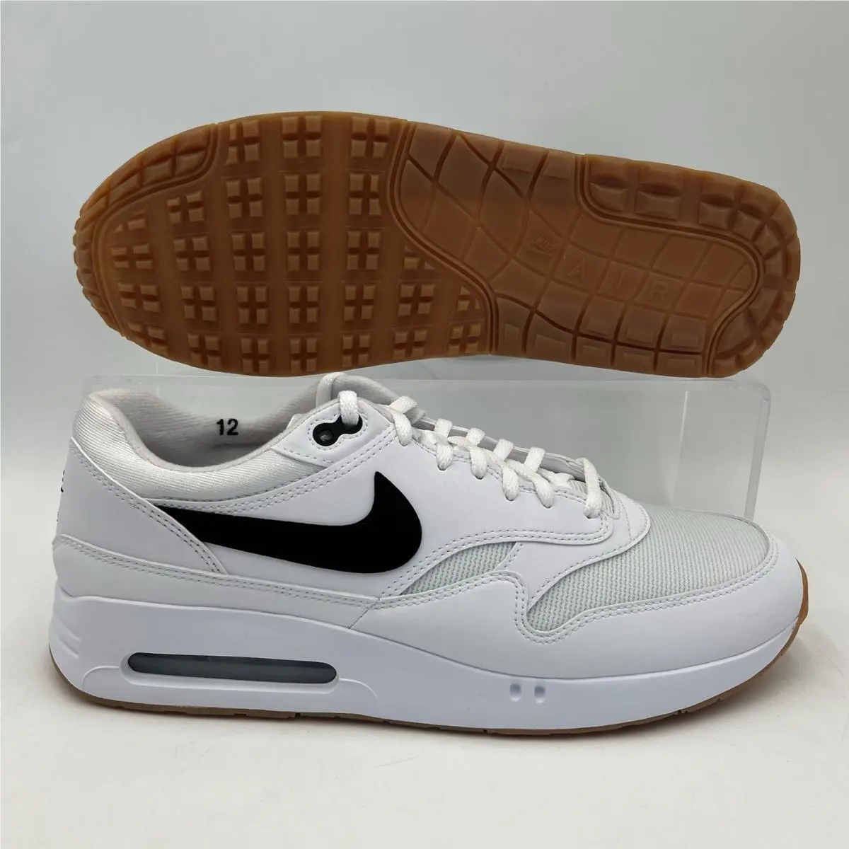 Mens Size 12 Nike Air Max 1 `86 OG White Black Gum Golf Shoes FN0697 100
