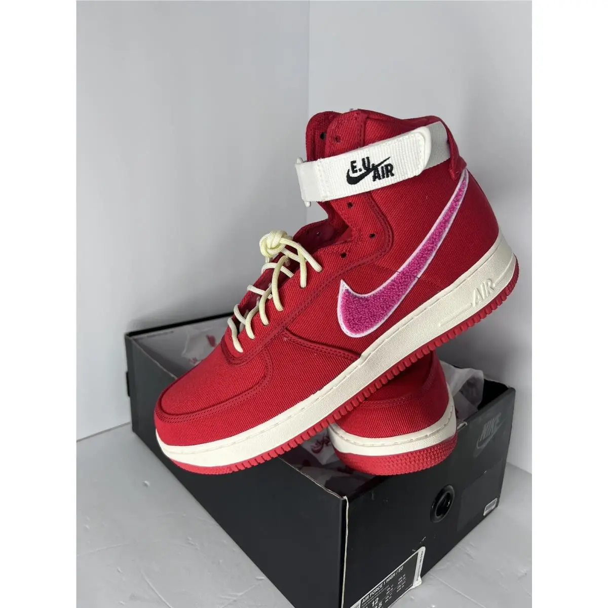 Nike Air Force One 1 High Eu Red Pink White AV5840-600 Sz 12