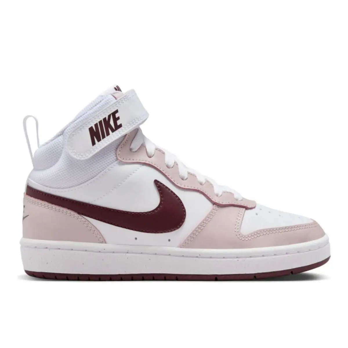 Nike Court Borough Mid Kids 6.5Y / Womens 8 White Pink Maroon Sneakers In Bo - White / Pink Foam / Team Red