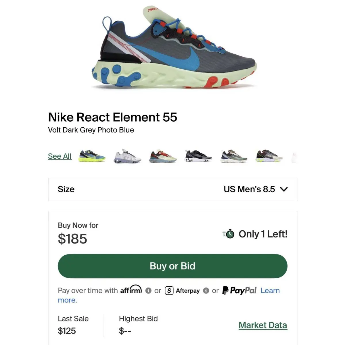 Nike shoes - Nike React Element 55 - React Element - CT1142-700 - Gray, Manufacturer: Volt/Dark Grey/Photo Blue/Blue Stardust (UPC: 0193154833706) 10