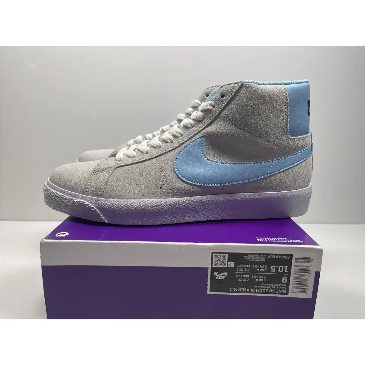 Nike SB Blazer Mid Soft Gray - 864349-008 M-9 W- 10.5
