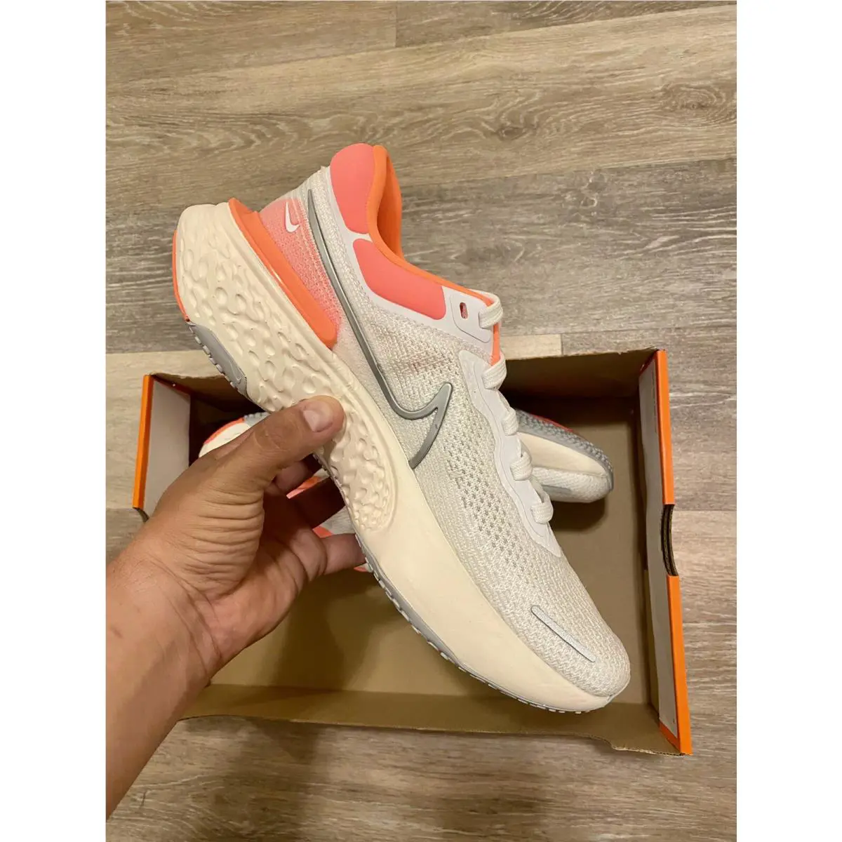 Nike shoes - Nike ZoomX Invincible Run Flyknit - CT2229-100 - White-Metallic Silver-Mango (UPC: 194500843554) 8