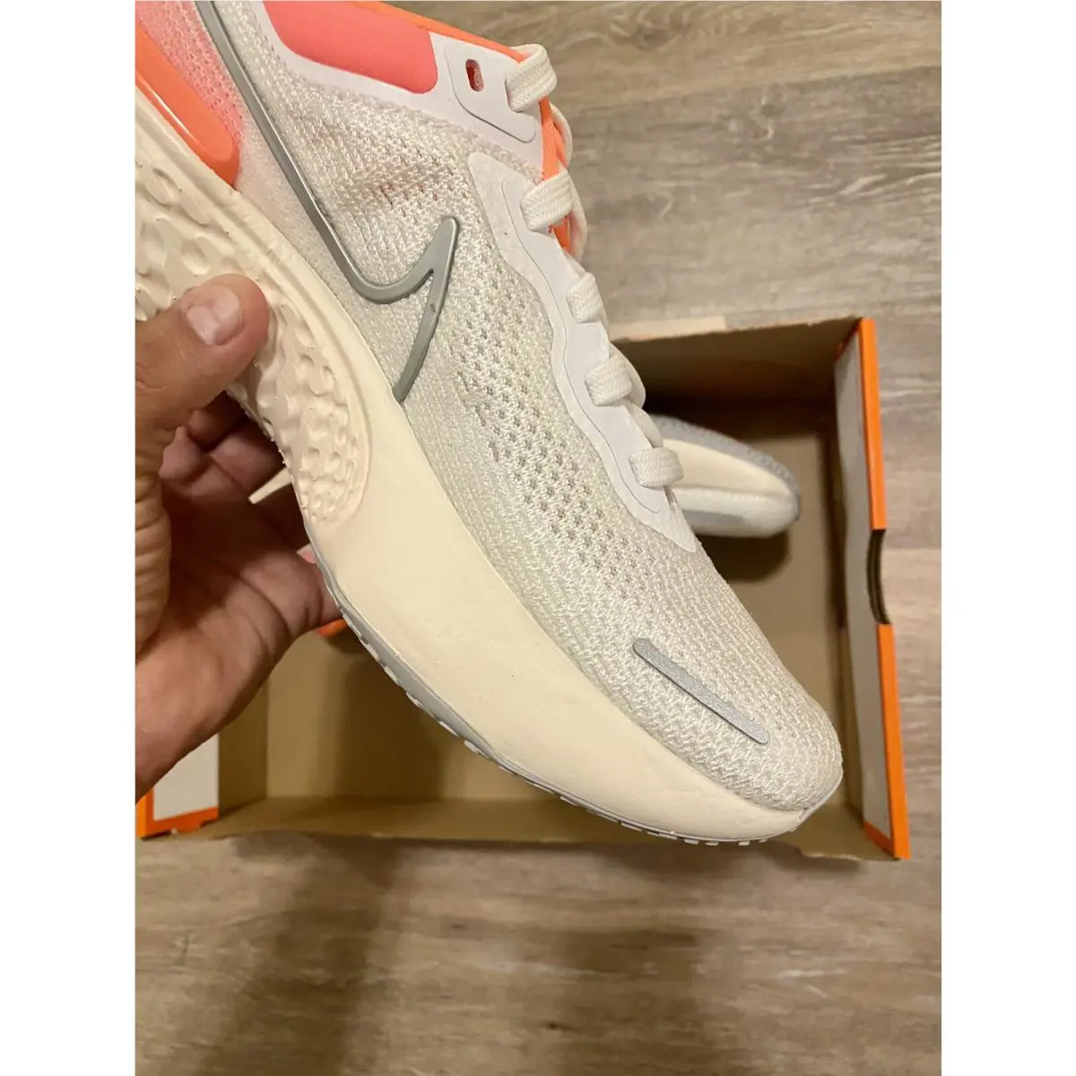 Nike shoes - Nike ZoomX Invincible Run Flyknit - CT2229-100 - White-Metallic Silver-Mango (UPC: 194500843554) 7
