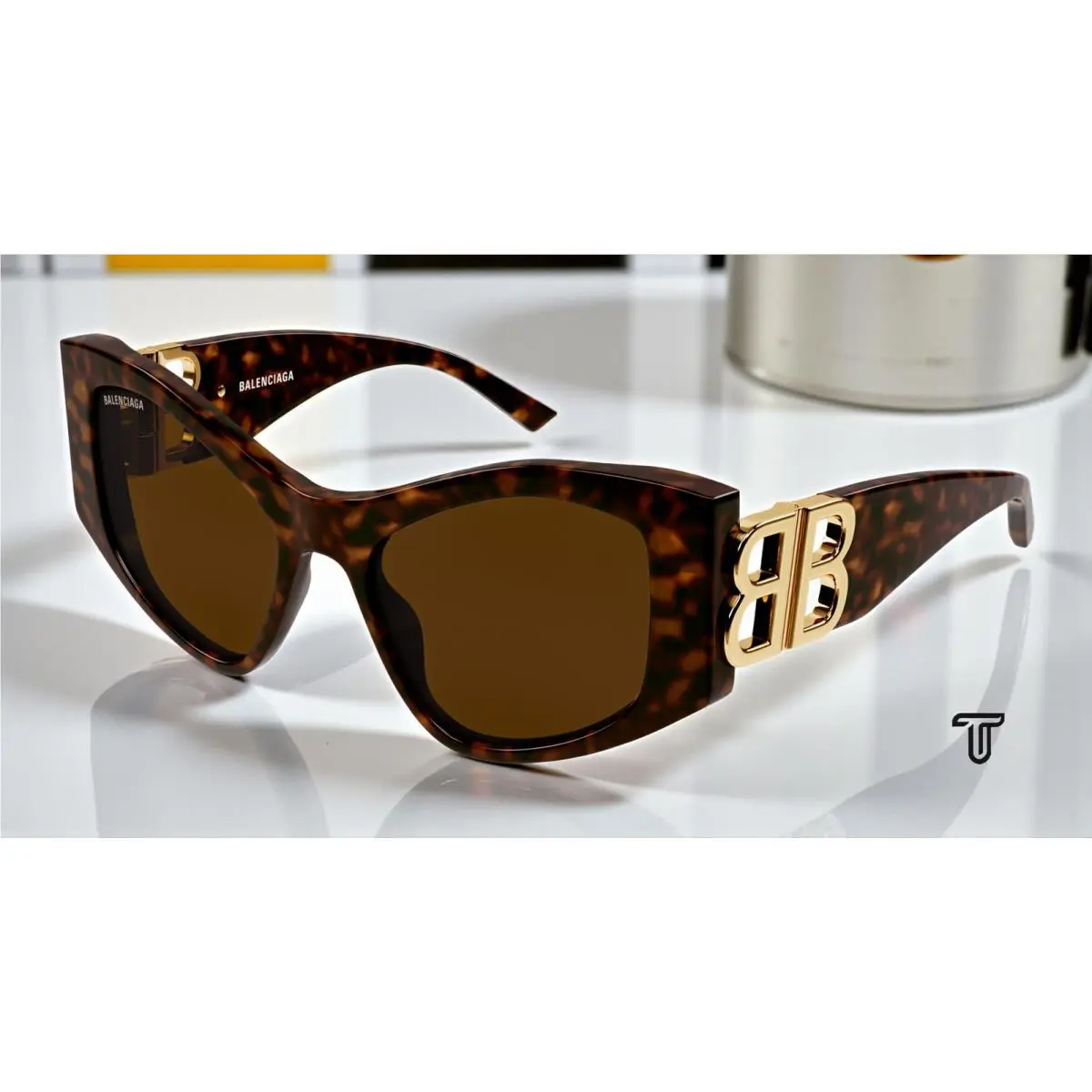 Balenciaga BB0287S 002 Cat Eye Acetate Havana Brown 55 mm Women`s Sunglasses