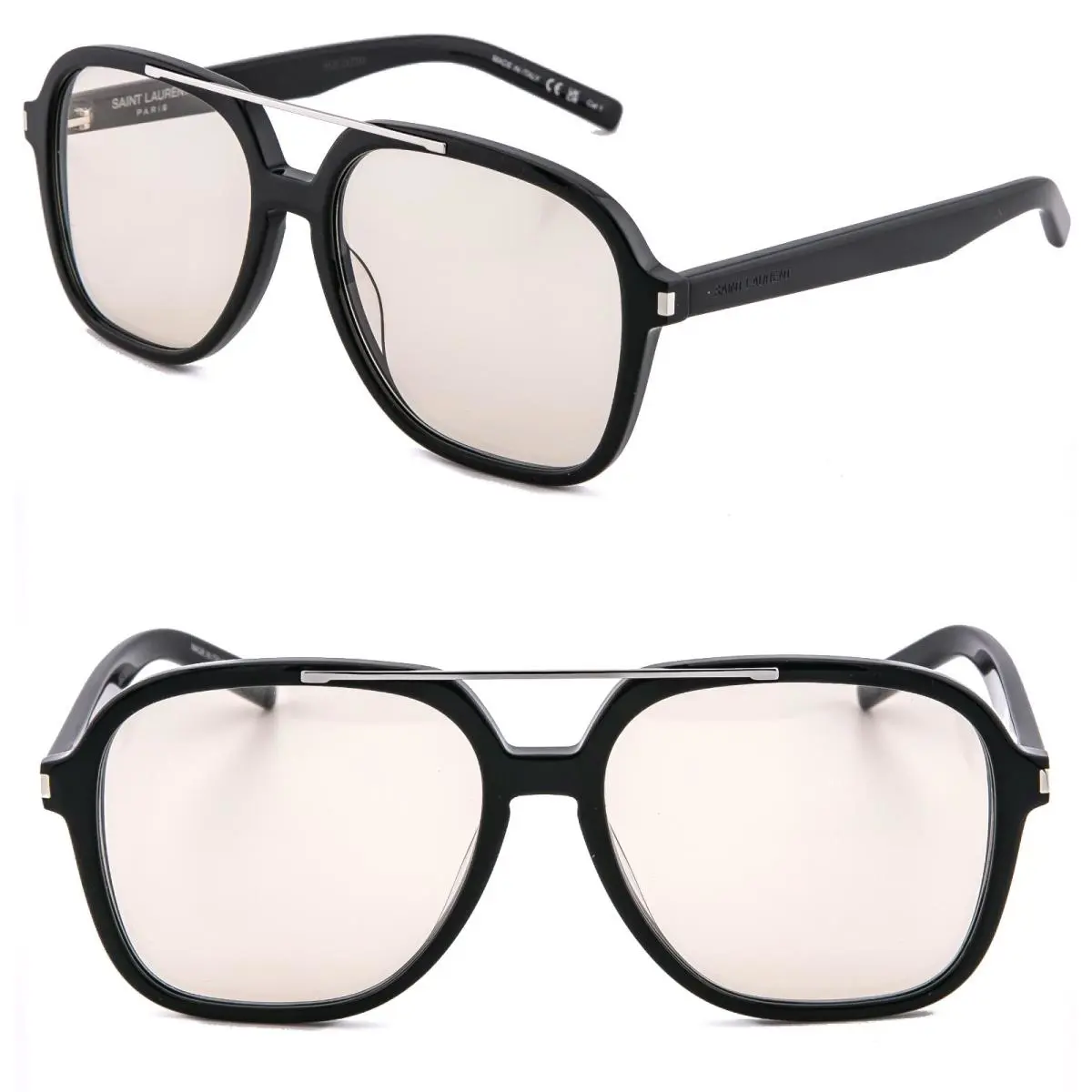 Saint Laurent SL 545 SL545 Black Yellow Aviator Unisex Sunglasses 001