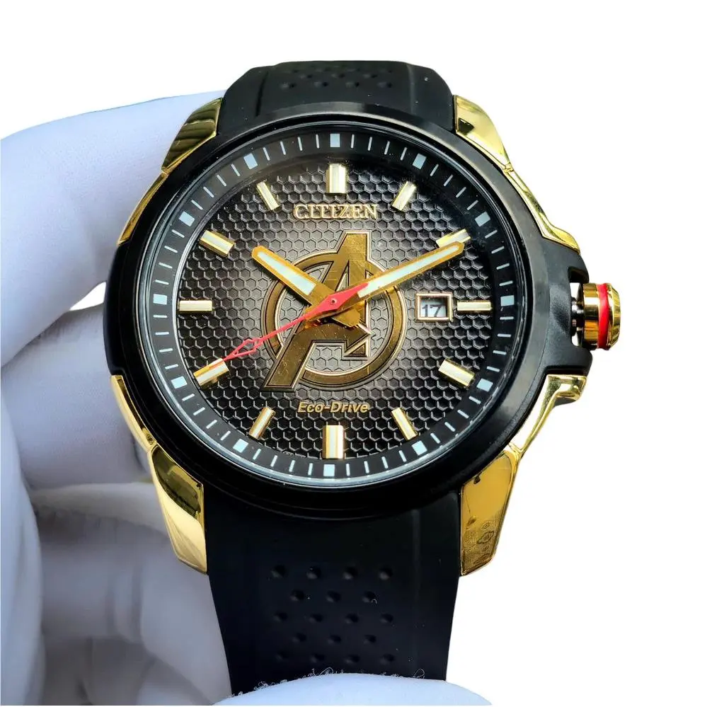 Citizen AW1155-03W Marvel Avengers Black Dial Men`s Watch Silicone Band
