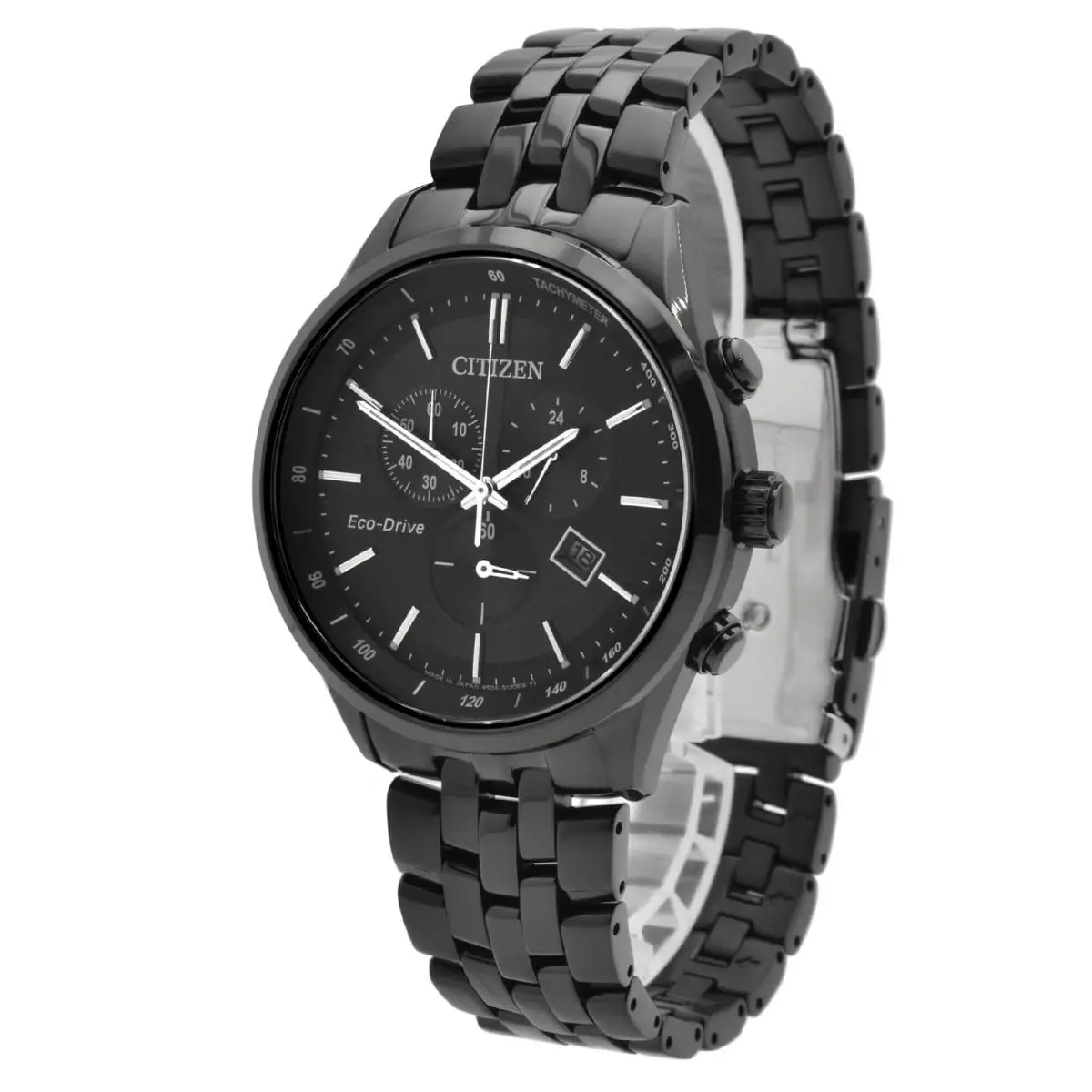 Men`s Watch Eco-drive Black Stainless Steel Bracelet Chrono AT2145-86E by Citizen
