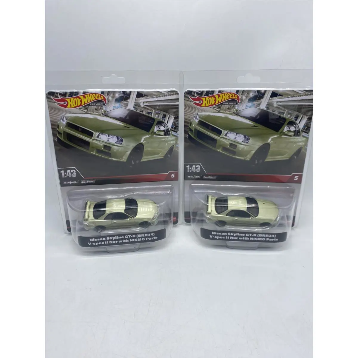 2 X Hot Wheels 1:43 Nissan Skyline Gt-r R34 V-spec II Nismo Real Riders Premium