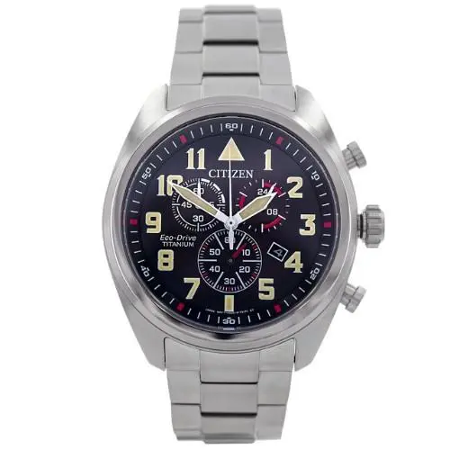 Citizen Sapphire Super Titanium Chronograph Men`s Watch Black AT2480-81E