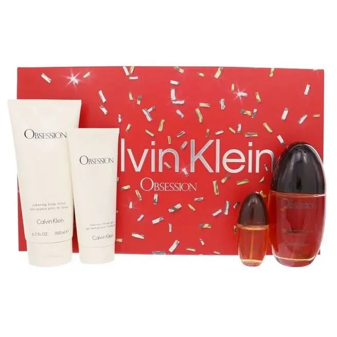 Obsession by Calvin Klein For Women 4pc Gift Set 3.4 oz Edp + Body Lotion + Mini