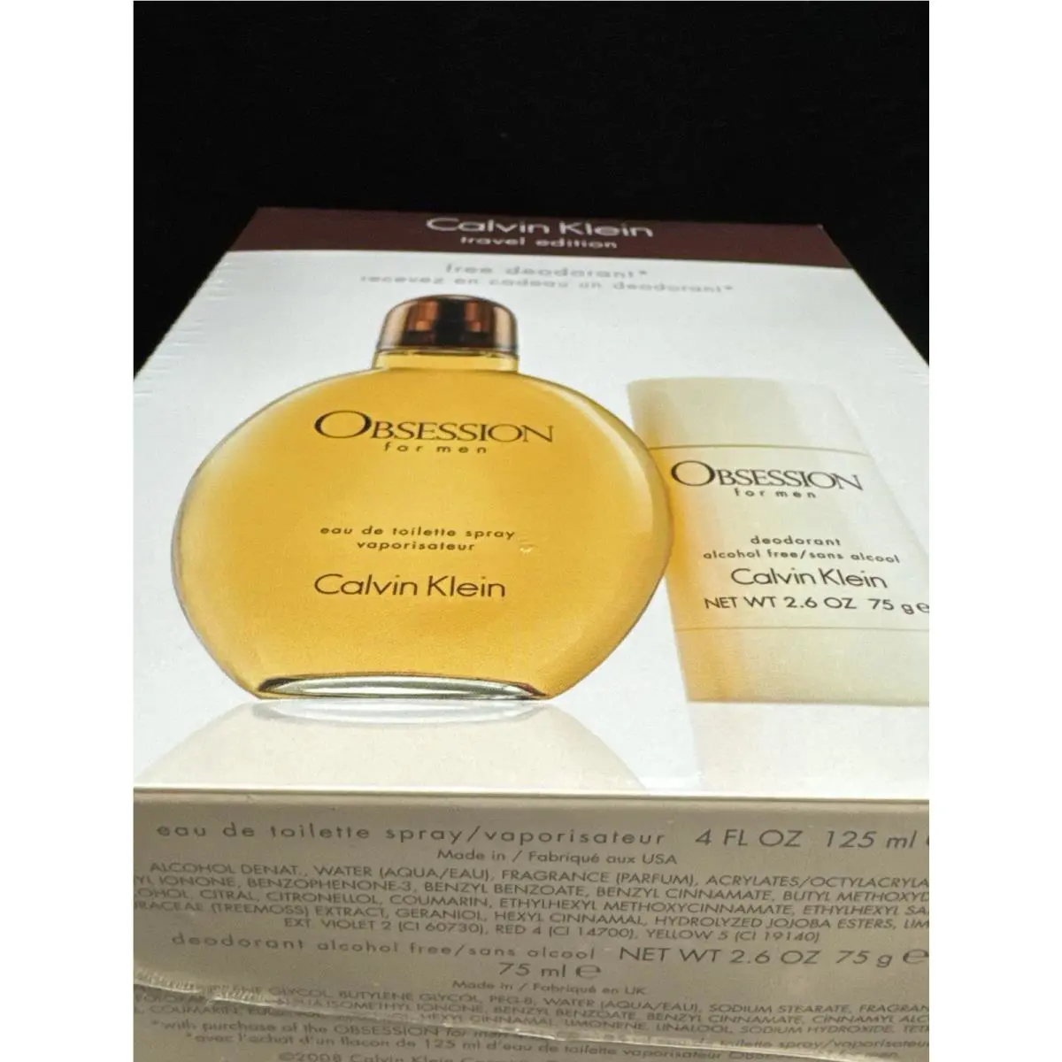 Calvin Klein Obsession 4oz Eau de Toilette Spray 2.6oz Deodorant Alcohol Free