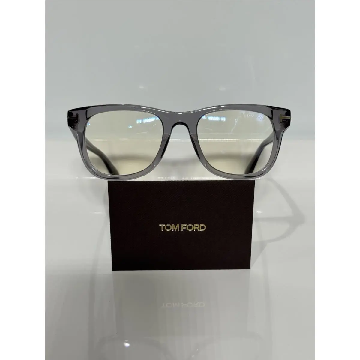 Tom Ford TF5820B Crystal Gray Acetate Blue-light Block Retro Eyeglasses 50mm