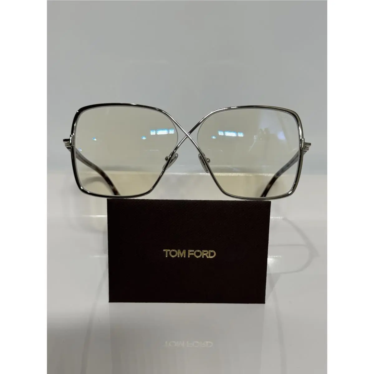 Tom Ford TF5841B 016 Shiny Square Silver Metal Woman s Eyeglasses 59mm