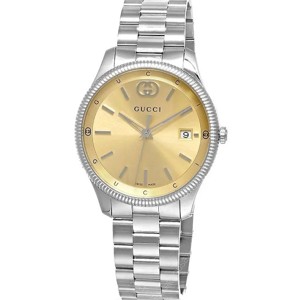 Gucci G-timeless Quartz 38mm Gold Plated Dial Men`s Watch YA1264234