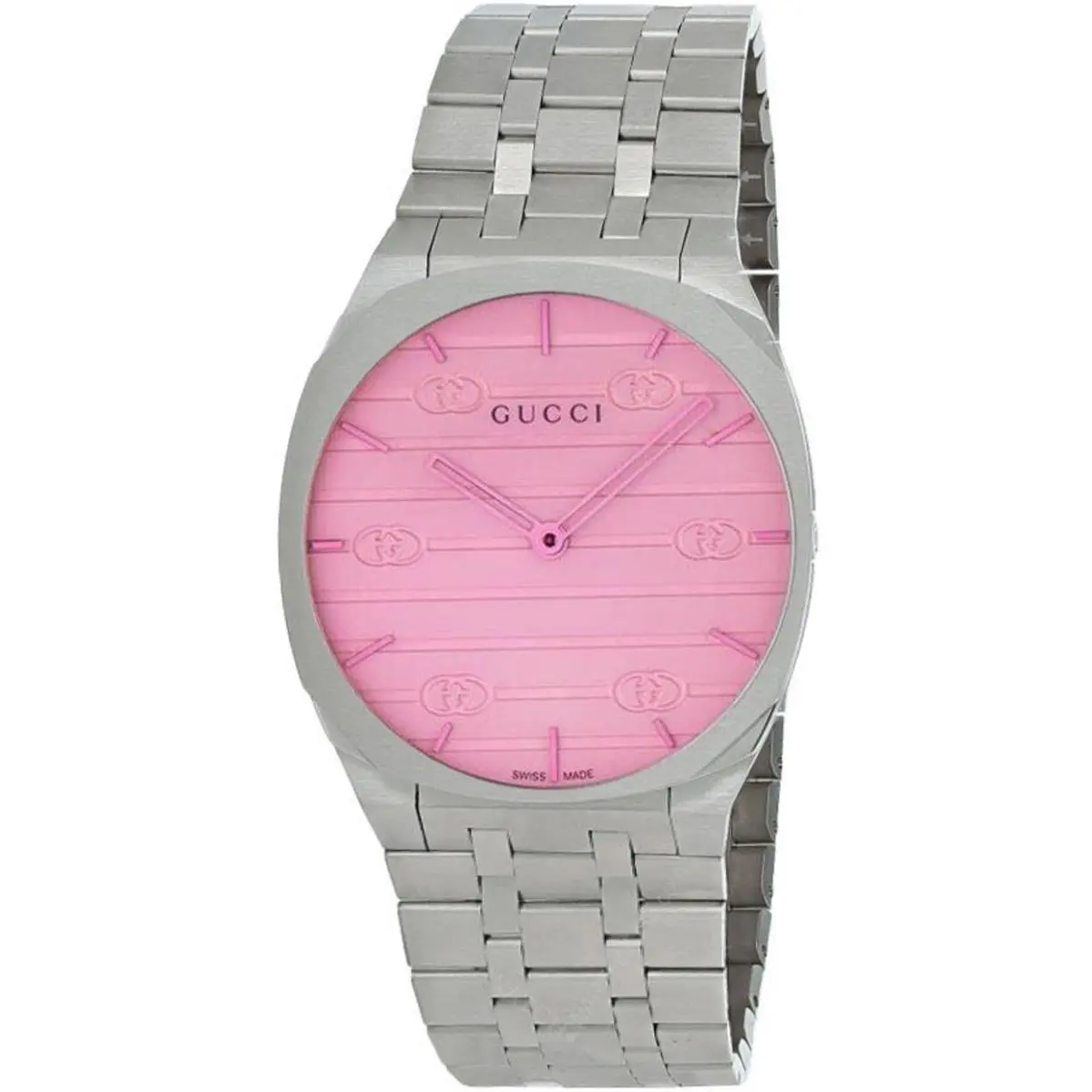 25H Quartz Pink Colored Glass Dial 38mm SS Women`s Watch YA163410 by Gucci