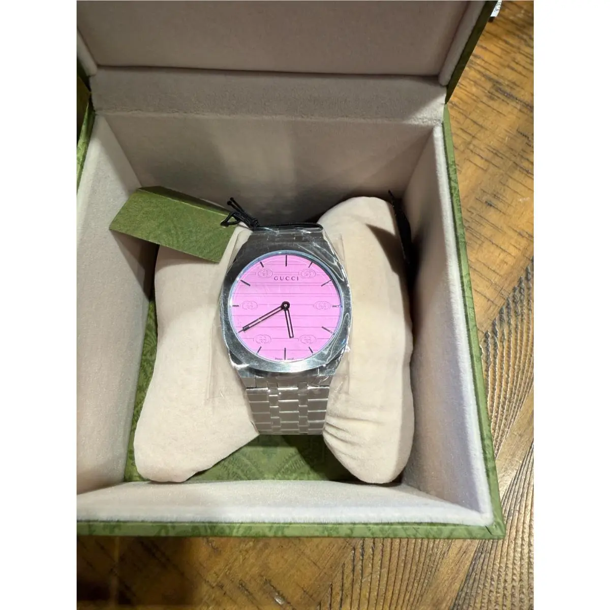 Gucci 25H YA163410 38mm Quartz Watch – Pink Unisex Stainless Steel Bracelet
