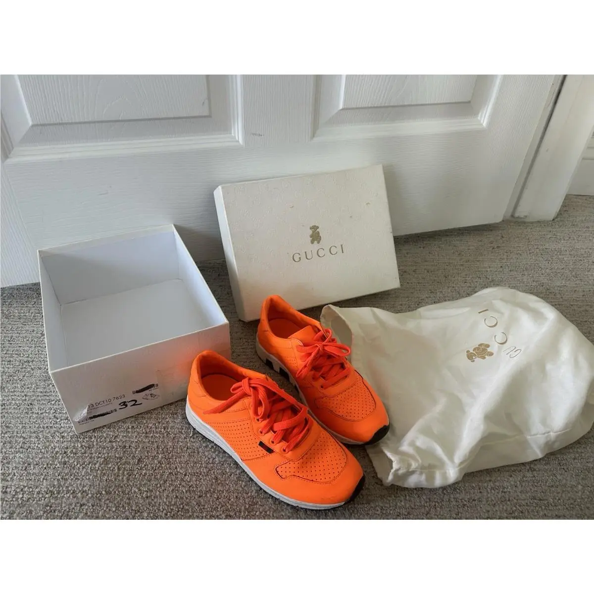 Gucci Vibrant Orange Youth Tennis Shoes Size 32 or US Size 1