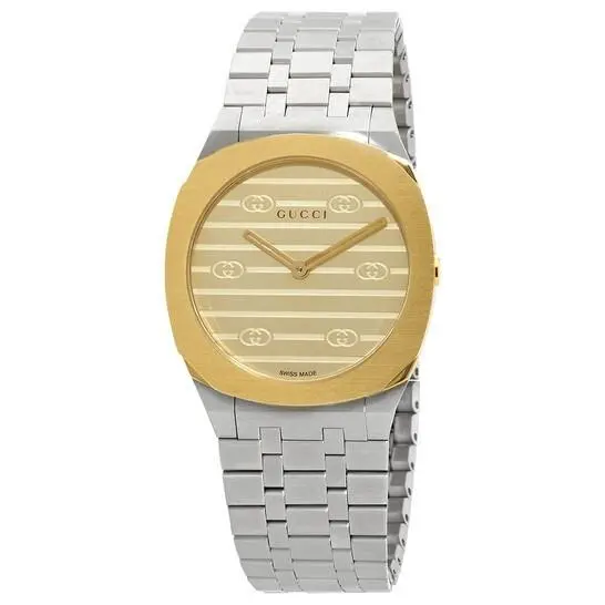 25H Quartz 30MM Brass Dial SS Women`s Watch YA163502 - Simply Elegant by Gucci