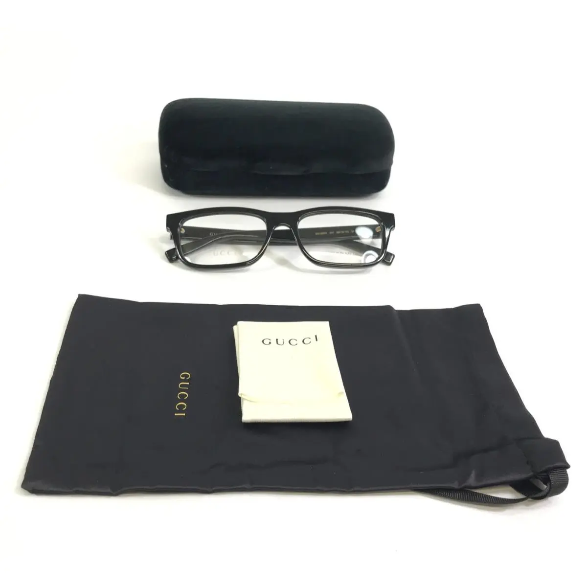 Gucci Eyeglasses Frames GG1858O 001 Shiny Black Rectangle Full Rim 56-18-145