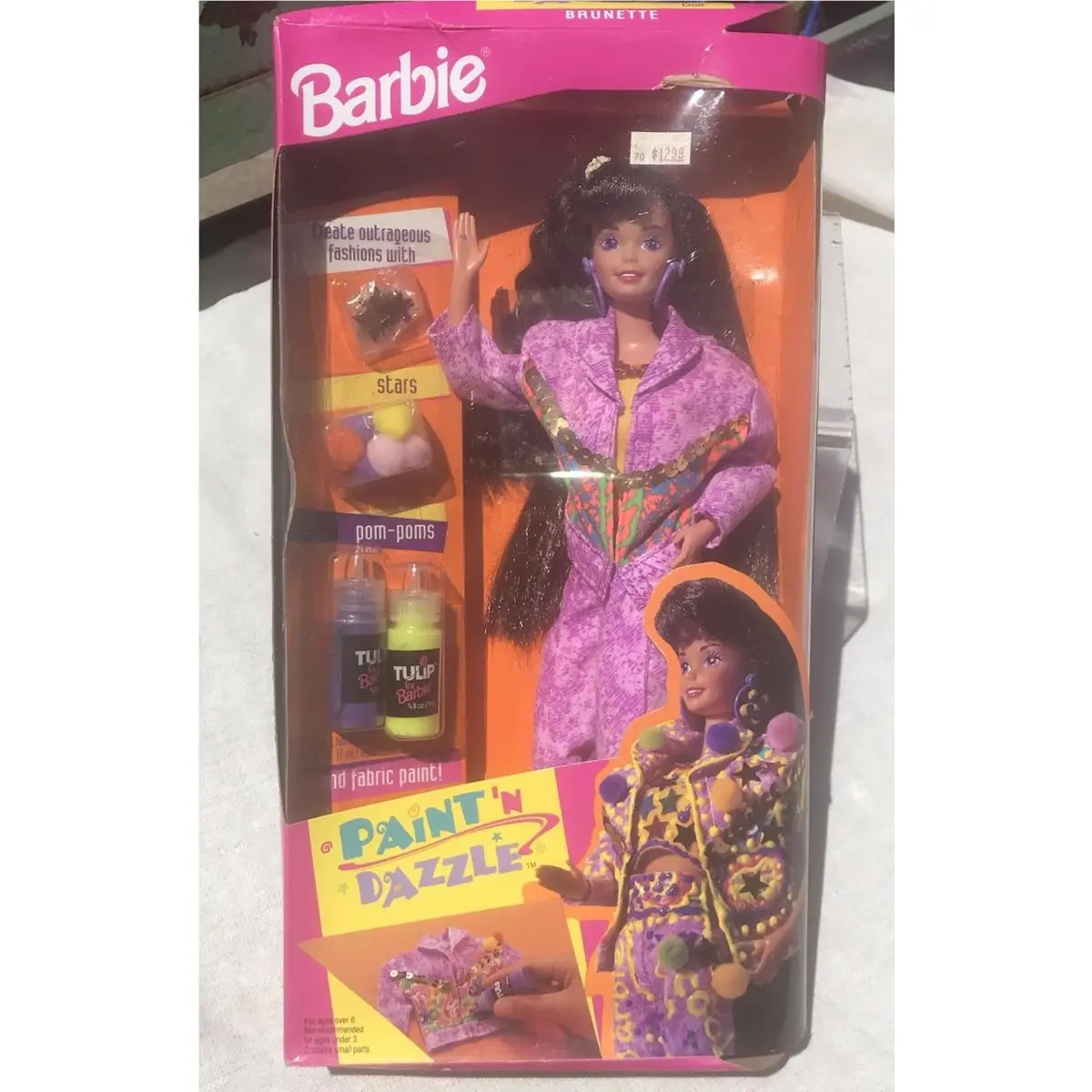 Vtg 90s Paint `N Dazzle Bling Fashion Barbie Doll Brunette 1993 10059