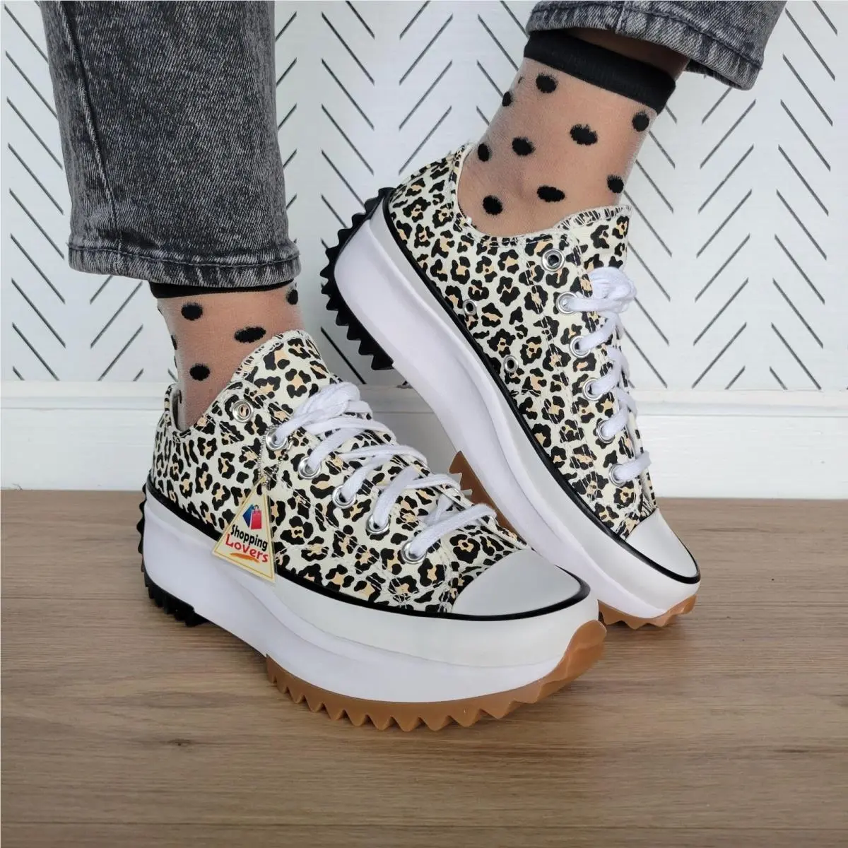 Converse Run Star Hike Platform Archive Leopard 5 Women`s Shoes White A16286C