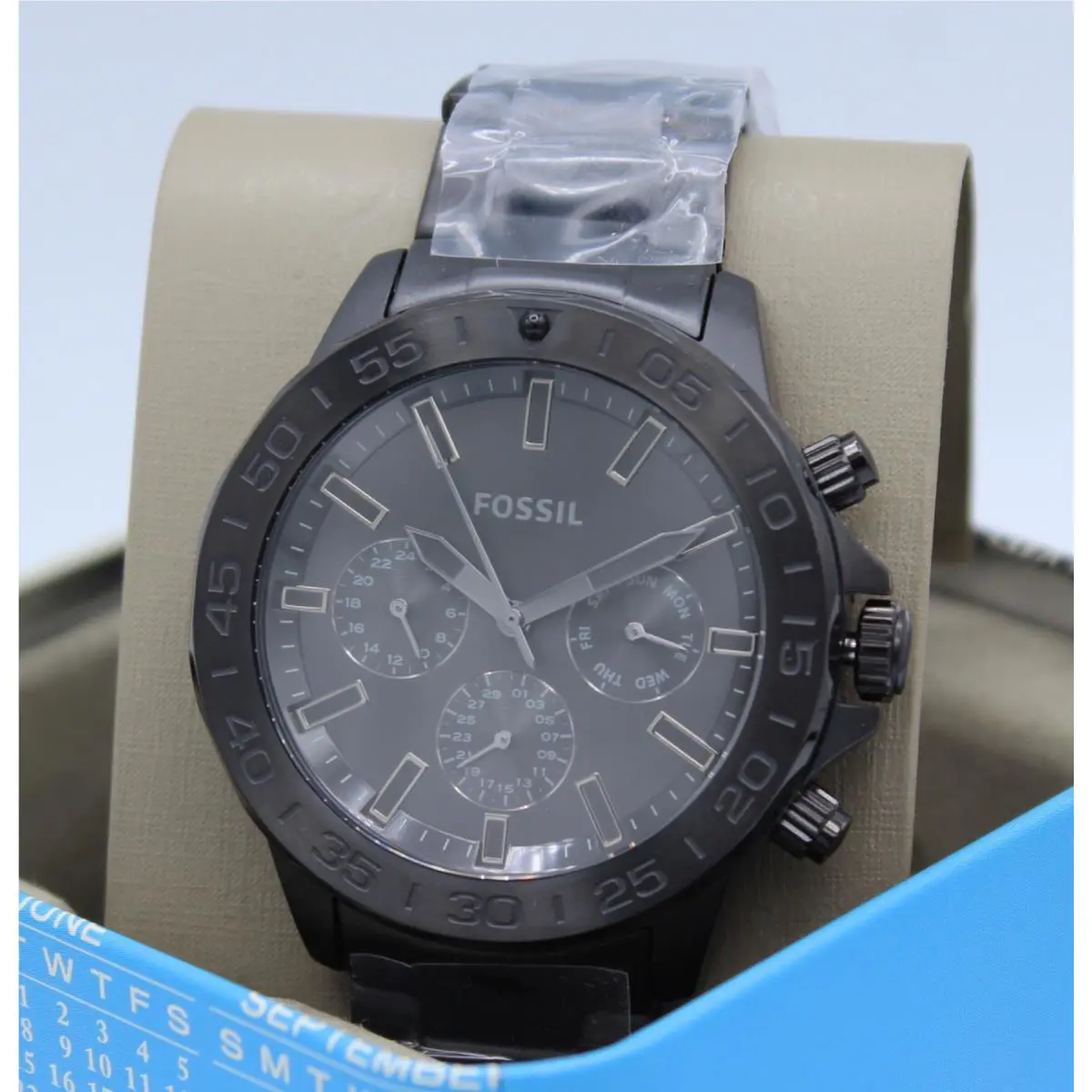 Fossil Men`s Black Leather Watch