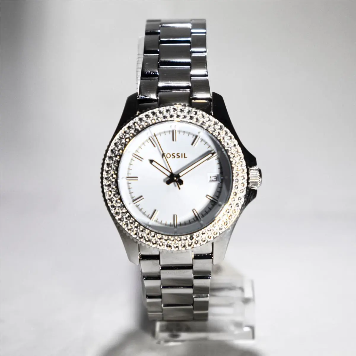 Unisex AM4452 Stainless Crystals-bezel White-dial 36mm Fossil