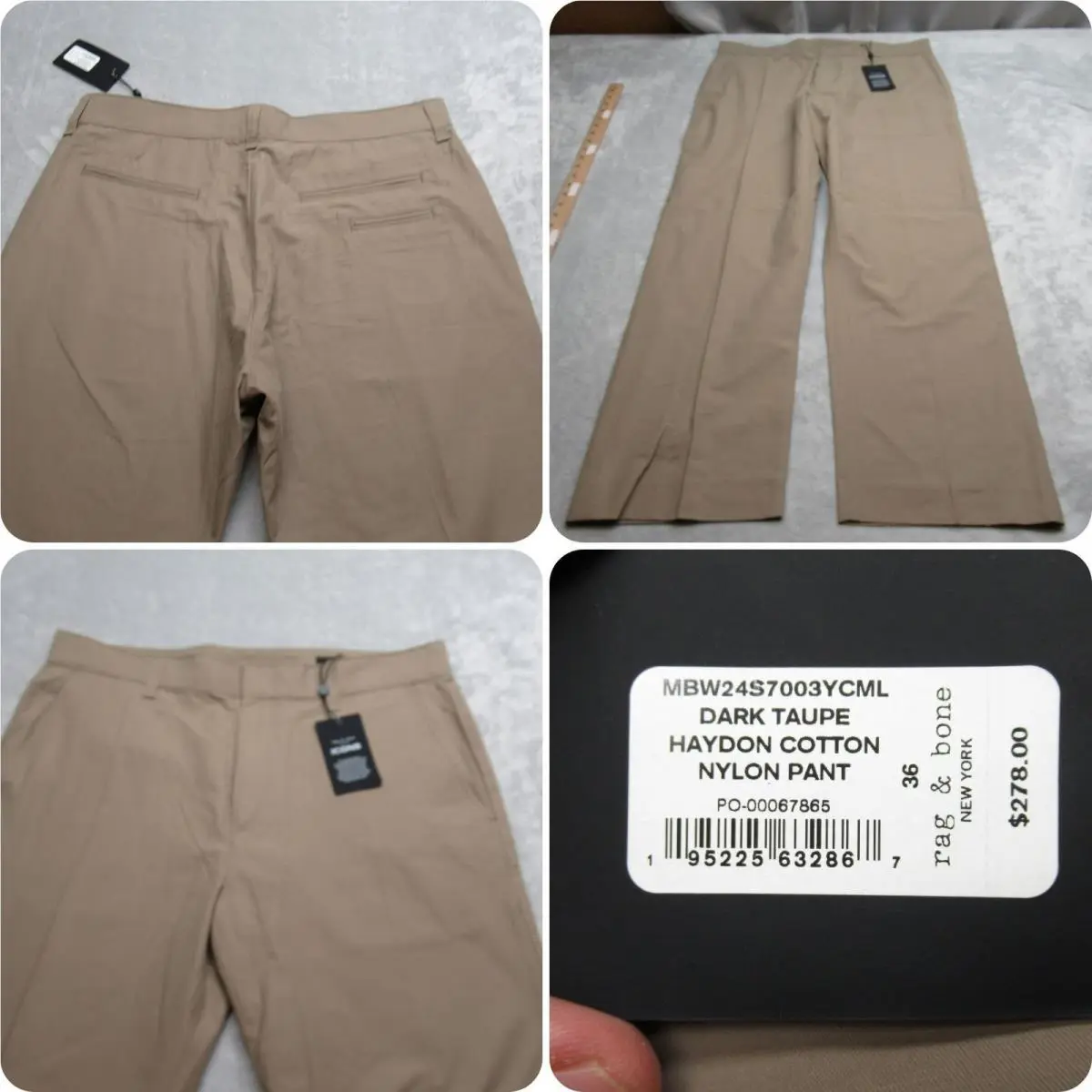 Rag Bone Haydon Pants Men 36x30 Dark Taupe Nylon Water Resistant Relax 278