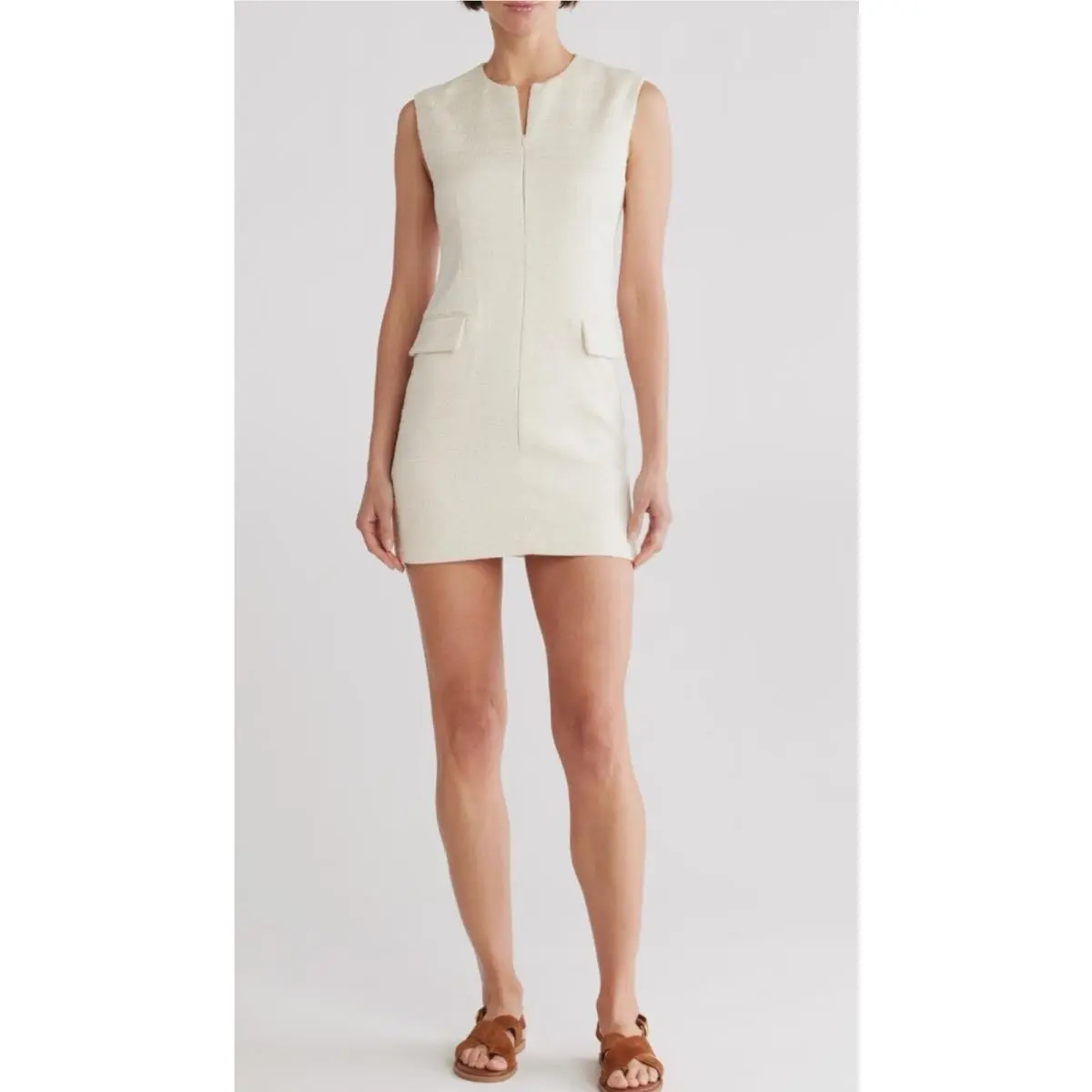 Rag Bone Roslyn Tweed Shift Mini Dress in Ivory 10