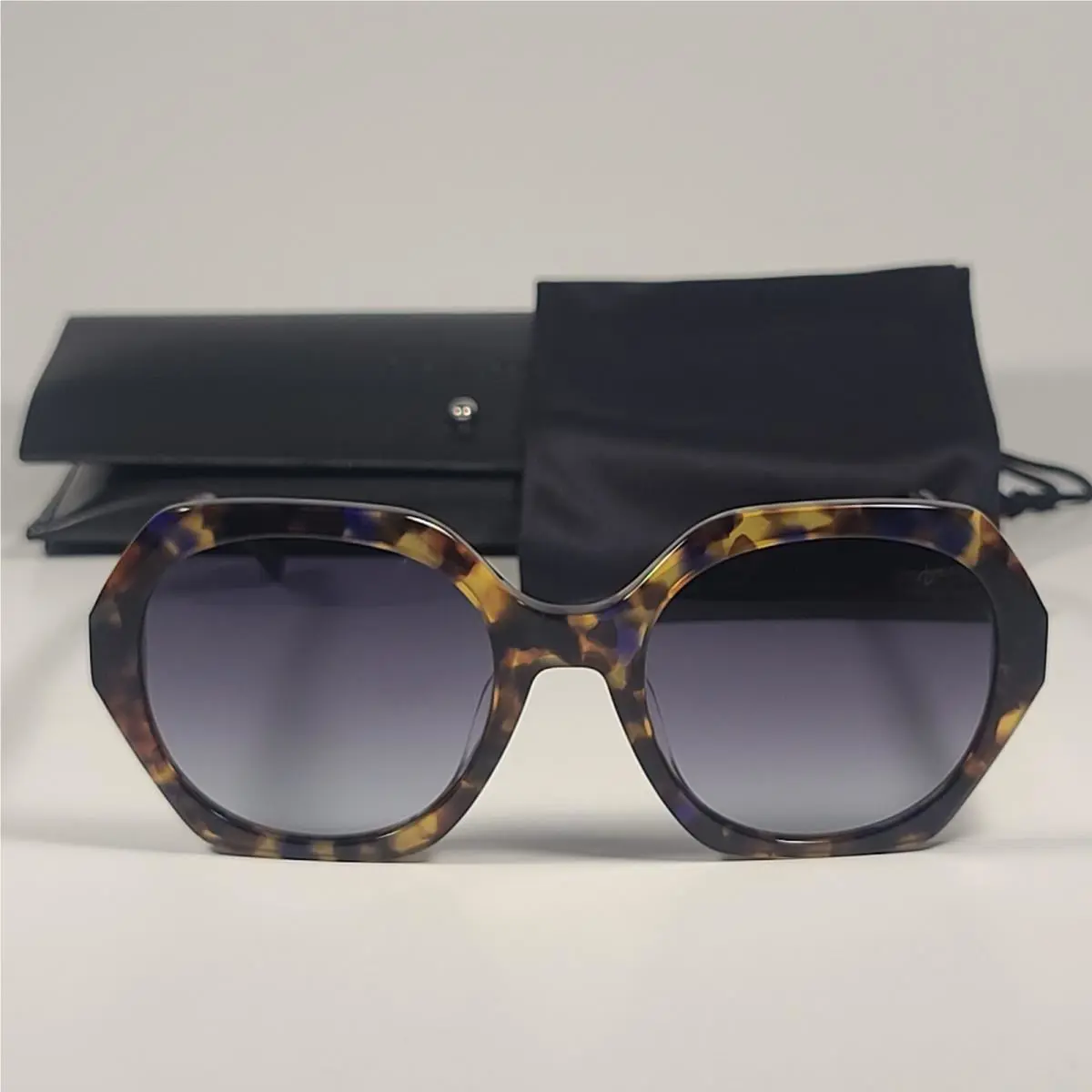 Rag Bone RNB1078/S X8Q 9O Geometric Sunglasses Blue Havana Gray Gradient Lens