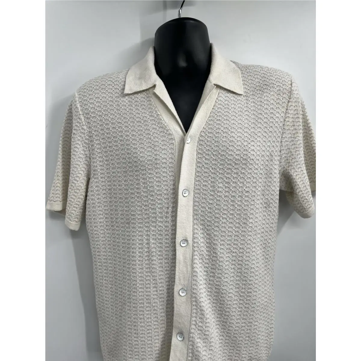 Rag Bone Men`s Ivory Avery Zuma Toweling Jacquard Button Down Shirt Size XS
